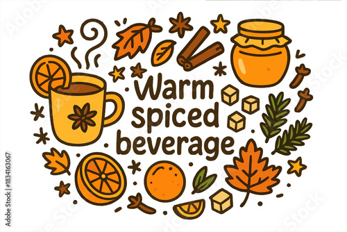 Warm Spiced Beverage. Warm spiced beverage. Hand-drawn doodle illustration of Warm spiced beverage. mug of
