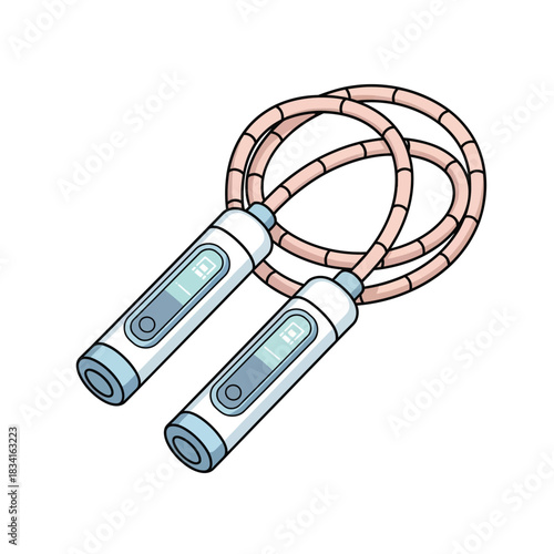 Detailed illustration of a smart jump rope with digital counter handles, designed for effective cardiovascular workouts, fitness tracking, and active exercise routines