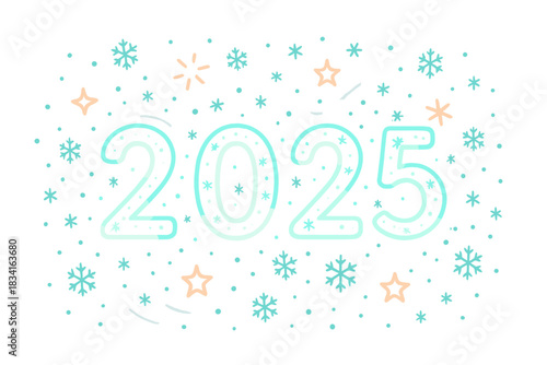 Glowing 2025 Celebration. 2025 number lights decoration. Glowing “2025” numbers shine brightly, surrounded by