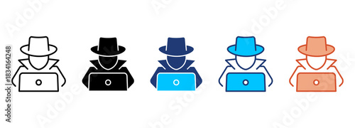 Spy Agent Icon Set Multiple Style Collection