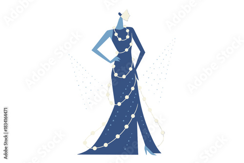 Evening Fashion Glow. Evening Fashion Lights. Flat minimalist vector illustration of an Evening Fashion Lights