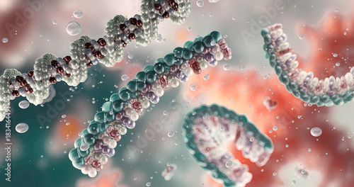Fotografie Messenger RNA (mRNA) strands structure background