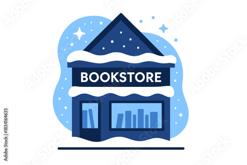 Holiday Bookstore Facade. Holiday Street Bookstore. Flat minimalist vector illustration of a Holiday Street