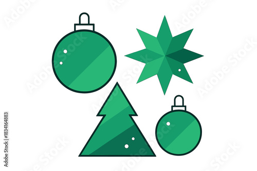 Geometric Holiday Ornaments. Handcrafted Holiday Decor. Flat minimalist vector illustration of Handcrafted