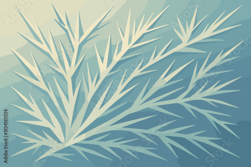 Frosty Retro Aesthetic. Icy overlay abstract minimalist flat illustration of angular frost patterns layered