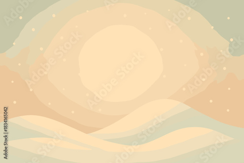 Retro Snow Glow. Soft snow glow minimalist flat illustration of light diffused over simple snow mounds and