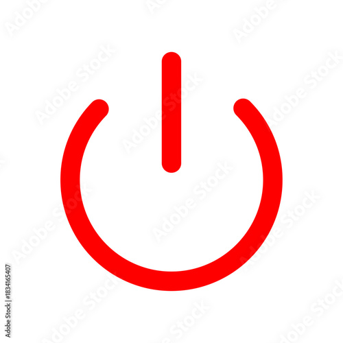 Red Power Button Icon - On Off Switch Symbol Vector Graphic