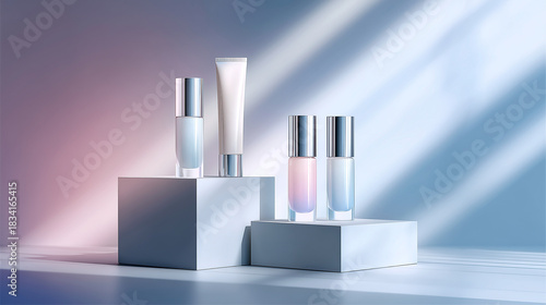 Premium minimalist cosmetics, still life scene.