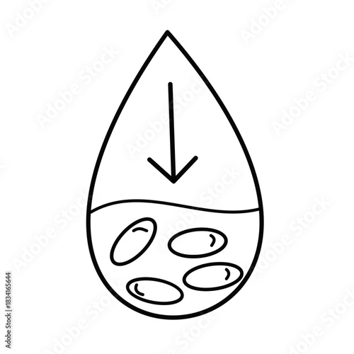anemia blood with few blood cells medical line icon red blood cell volume decrease.eps
