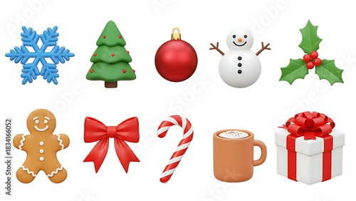 Collection of Christmas Icons on Black Background snowflake