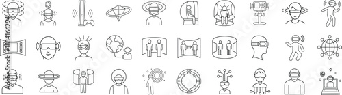metaverse outline icons set. Virtual & Augmented Reality outline icon
