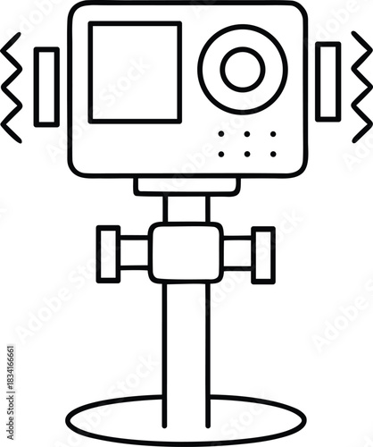 360 degree panoramic camera for security surveillance outline icon for VR recording concept