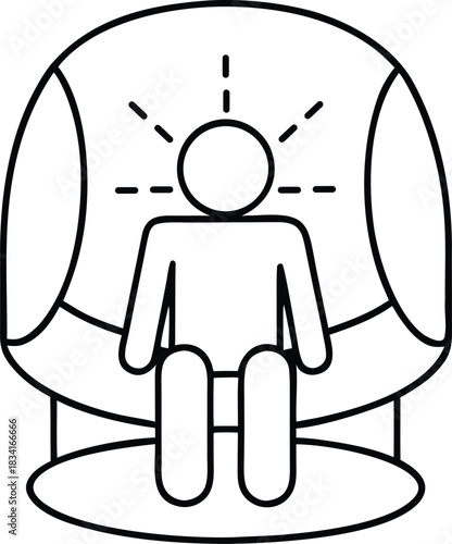 VR sitting capsule outline vector icon