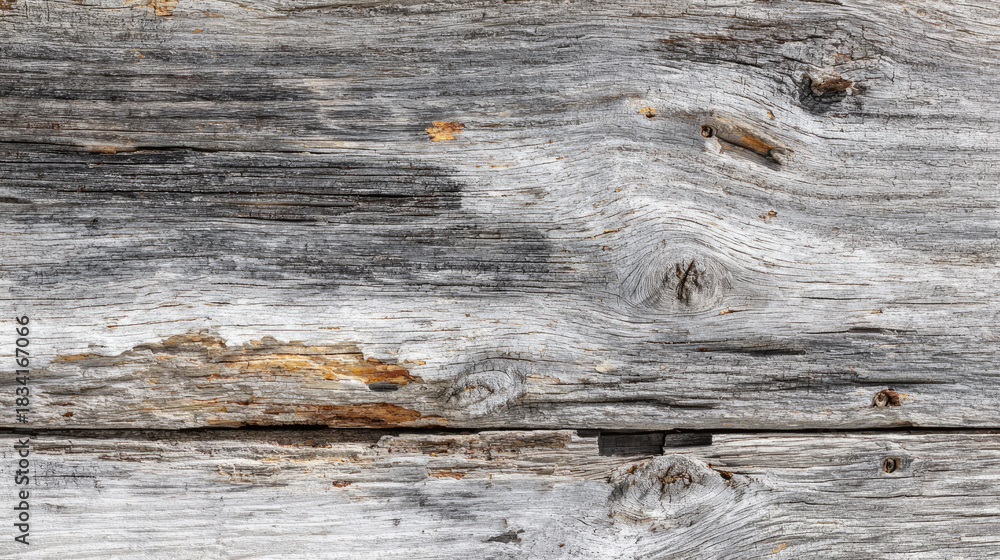 Naklejka premium Weathered gray barn wood texture with dovetail joints isolated on white background for rustic design, carpentry, and construction concept 