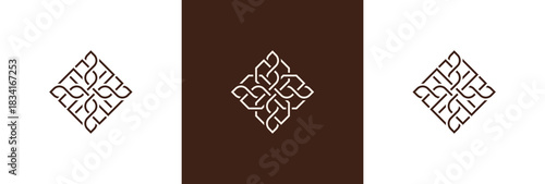 Square Floral logo design with Flower line art for beauty spa and eco friendly products, leaves, Cosmetics, Jewelry, Beauty salon, Boutique icon sign symbol illustration template