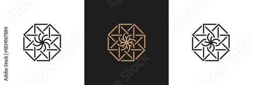 Florist flower logo with line art design. Floral icon symbol sign illustration template