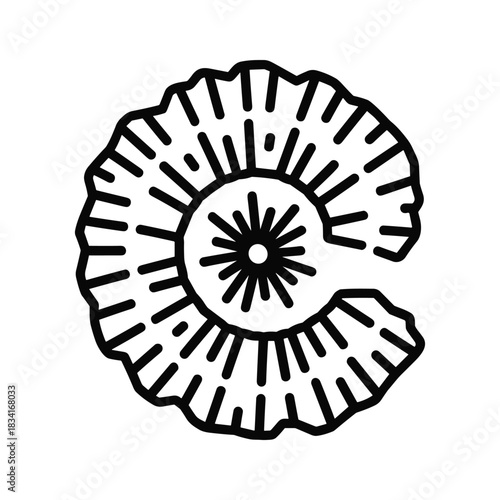 Ammonite Fossil Shell Outline Icon