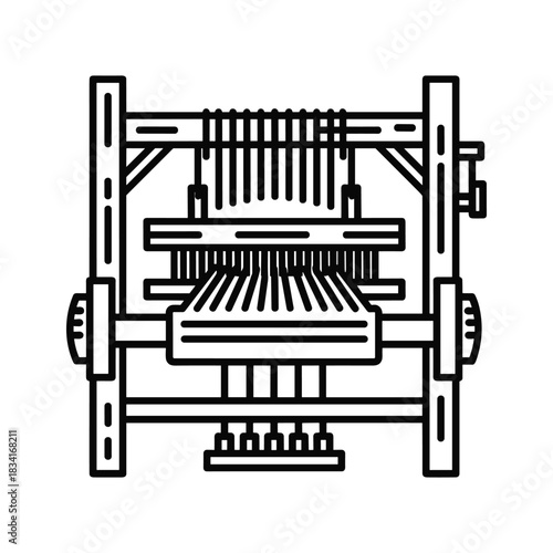 Weaving Loom Machine Line Art Icon