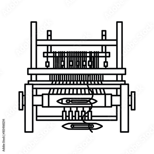Handloom Weaving Machine Outline Icon