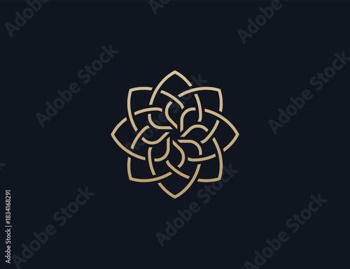 Botanical flower logo design with floral line art for beauty spa and eco friendly products, leaves, Cosmetics, Jewelry, Beauty salon, Boutique icon symbol sign illustration template