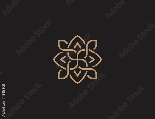 Florist Leaf flower logo with line art design. Floral icon sign symbol illustration template
