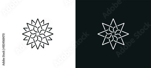 Star flower logo design with floral line art in gold for beauty spa and eco friendly products, leaves, Cosmetics, Jewelry, Beauty salon, Boutique icon sign symbol illustration template