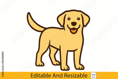 Cheerful Labrador Retriever A Playful Canine Companion Illustration
