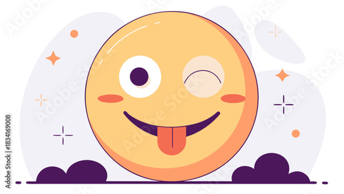 A playful cartoon emoji with a cheeky expression, sticking out its tongue and winking, perfect for fun communications.