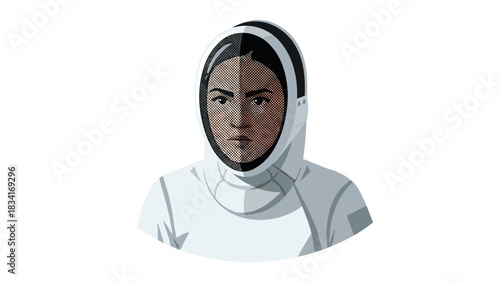 Space explorer in modern suit with reflective visor