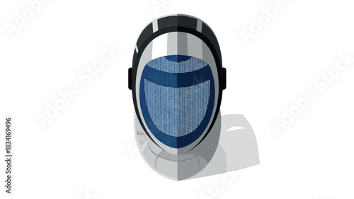 Modern fencing helmet with mesh visor shadow effect