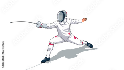Dynamic fencer in action pose: sport and precision in modern art style
