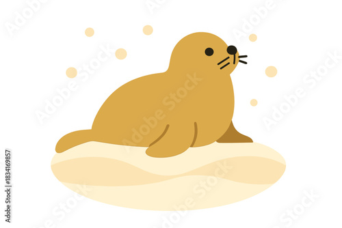 Seal on Ice. Seal on Ice. Flat minimalist vector illustration of a Seal on Ice. Rounded geometric seal
