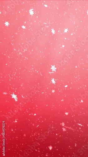 winter falling snow isolated on the red background for christmas, new year, december tradition seasonal festive holiday celebration