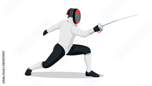 Modern fencer in action pose: dynamic vector art of a fencing athlete