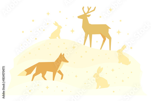 Enchanted Snow Wilderness. Enchanted Snow Scene. Flat minimalist vector illustration of an Enchanted Snow