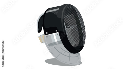 Fencing mask profile in modern flat design with shadow effect