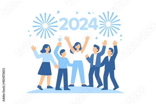 Minimalist New Year Celebration. New Year Celebration. Flat minimalist vector illustration of a New Year