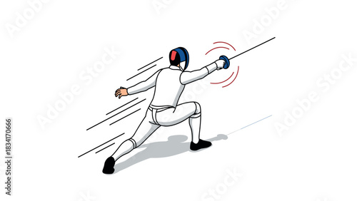Dynamic fencer in motion capturing the art of fencing