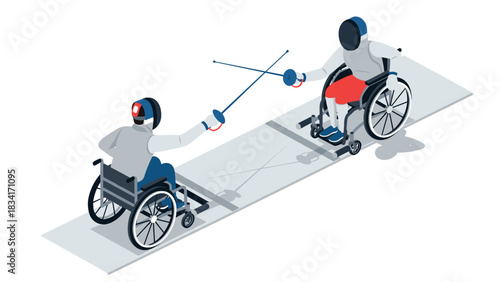 Wheelchair fencing duel: dynamic isometric design of paralympic sport competition