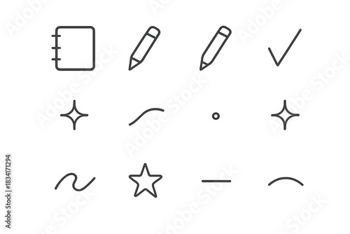 Minimal Notebook Icons. Minimal notebook icons. Line outline icon set of Minimal notebook icons: simple