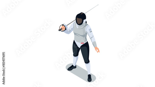 Dynamic isometric fencer in action pose