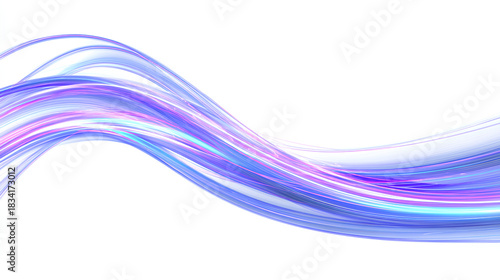 Light trail wave, fire path trace line, car lights, optic fiber and incandescence curve twirl, abstract background in blue and purple neon glow colors on white background Stock Illustration 