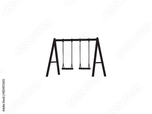 Playground Swing Set Vector Icon Illustration Silhouette for Outdoor Recreation