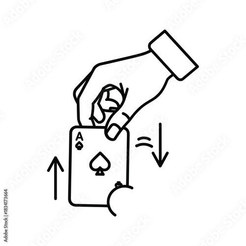Hand Holding and Moving Ace of Spades Playing Card Icon