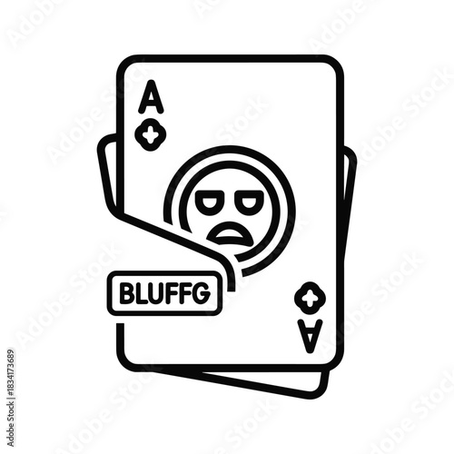 Bluffing Card Game Icon with Ace and Sad Face Emoji