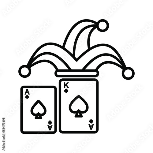 Jester Hat with Ace and King of Spades Playing Cards Icon