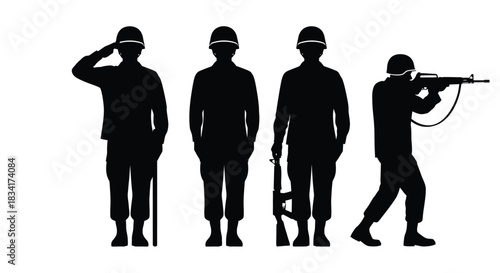 Army soldiers military silhouette vector illustration design