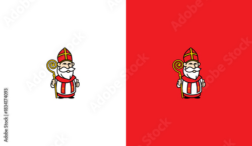 Sinterklaas or Saint Nicholas mascot. Sinterklaas icon. Vector illustration template design