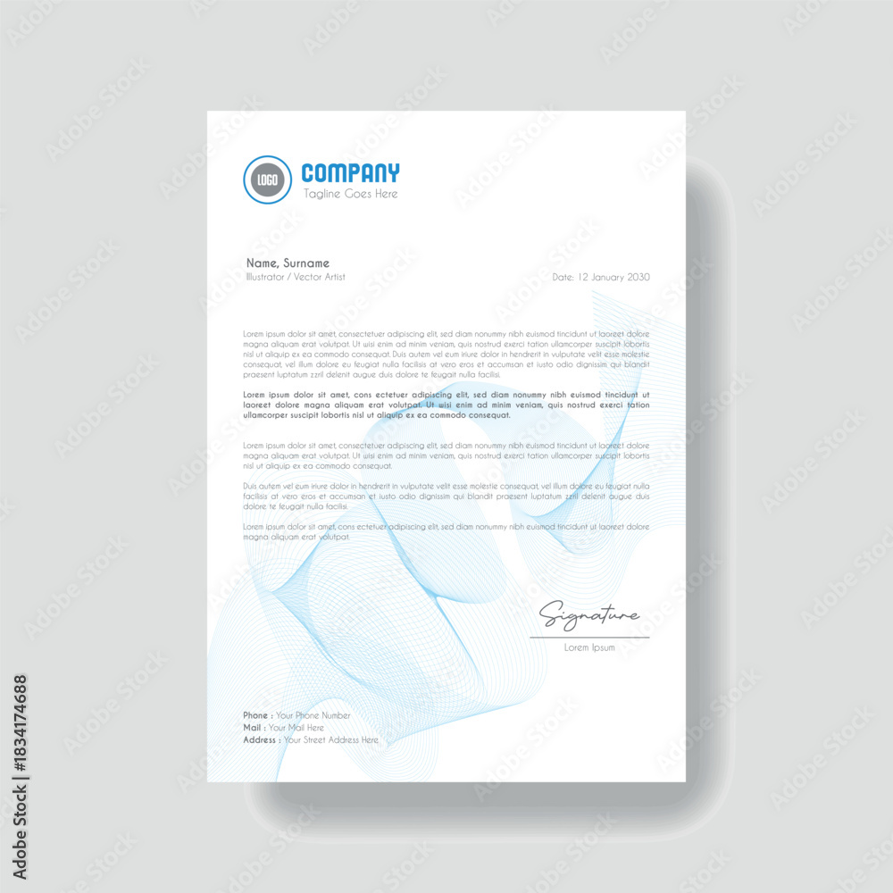 Obraz premium Creative Clean Corporate Letter Head Template
