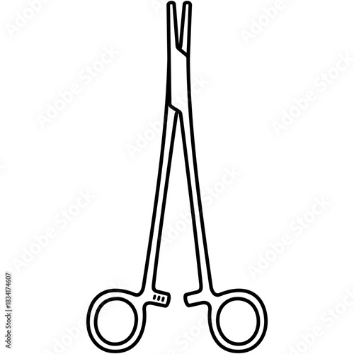 Needle holder Mayo-Hegar. Surgical instrument. Vector outline icon.